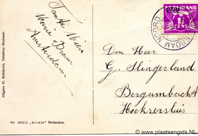 Hoek Bergambacht kaart adres Hoeksesluis 1928 | Plaatsengids.nl