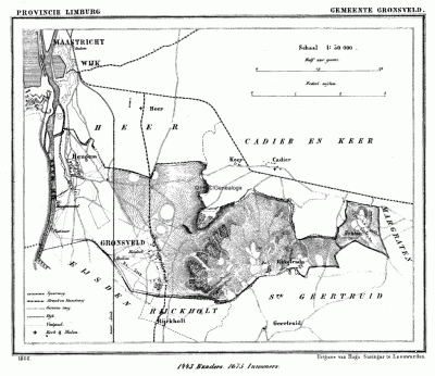 Gemeente Gronsveld in ca. 1870, kaart J. Kuijper