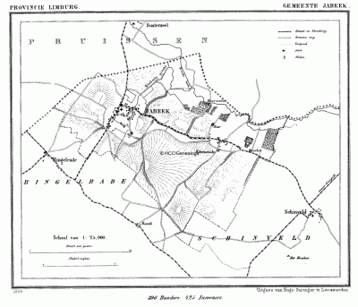 Gemeente Jabeek in ca. 1870, kaart J. Kuijper