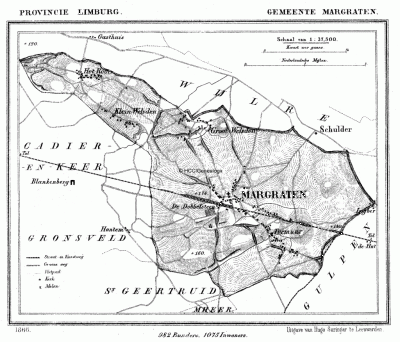 Gemeente Margraten in ca. 1870, kaart J. Kuijper