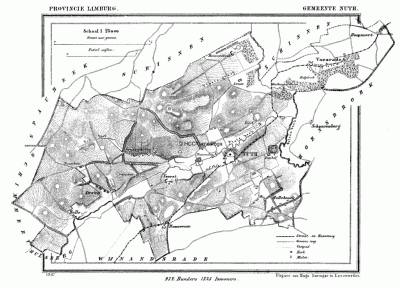 Gemeente Nuth in ca. 1870, kaart J. Kuijper