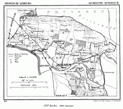 Gemeente Ottersum in ca. 1870, kaart J. Kuijper