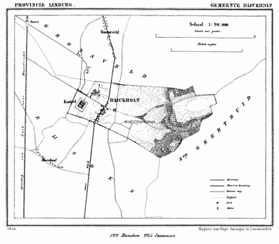 Gemeente Rijckholt in ca. 1870, kaart J. Kuijper