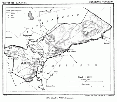 Gemeente Vlodrop in ca. 1870, kaart J. Kuijper