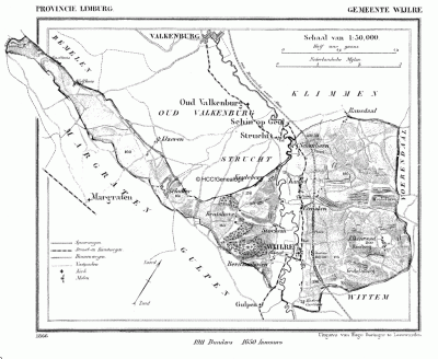 Gemeente Wijlre in ca. 1870, kaart J. Kuijper