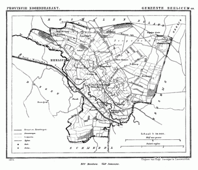 Gemeente Berlicum en Middelrode anno ca. 1870, kaart J. Kuijper