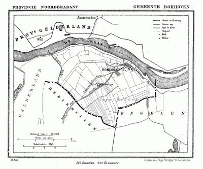 Gemeente Bokhoven in ca. 1870, kaart J. Kuijper