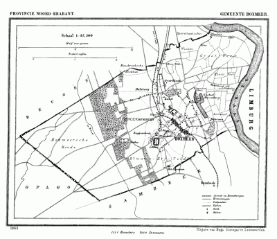 Gemeente Boxmeer in ca. 1870, kaart J. Kuijper