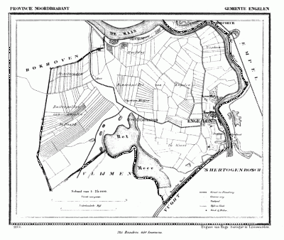 Gemeente Engelen in ca. 1870, kaart J. Kuijper