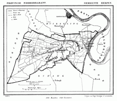 Gemeente Herpen in ca. 1870, kaart J. Kuijper