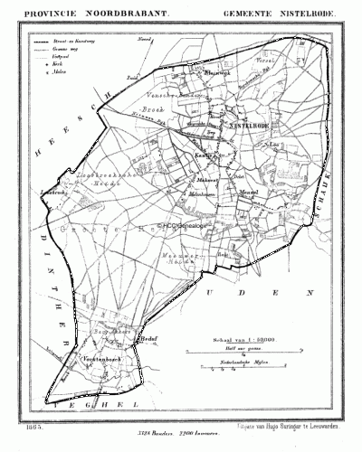 Gemeente Nistelrode in ca. 1870, kaart J. Kuijper