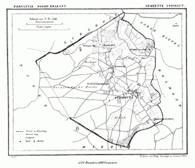 Gemeente Stiphout in ca. 1870, kaart J. Kuijper
