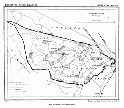 Gemeente Strijp in ca. 1870, kaart J. Kuijper