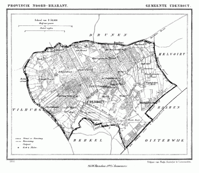 Gemeente Udenhout in ca. 1870, kaart J. Kuijper