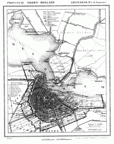 Gemeente Amsterdam in ca. 1870, kaart J. Kuijper