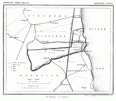 Gemeente Beets in ca. 1870, kaart J. Kuijper