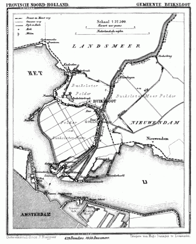 Gemeente Buiksloot in ca. 1870, kaart J. Kuijper