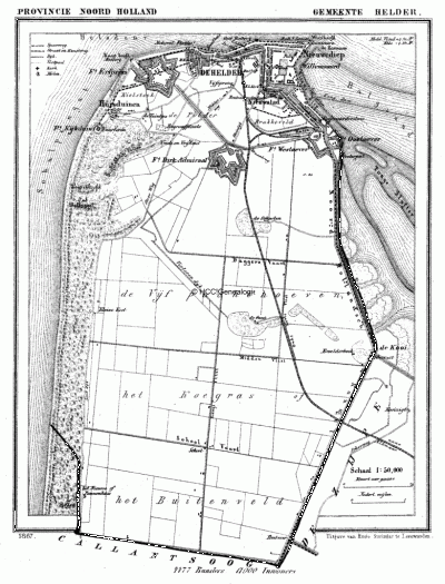 Gemeente Den Helder in ca. 1870, kaart J. Kuijper