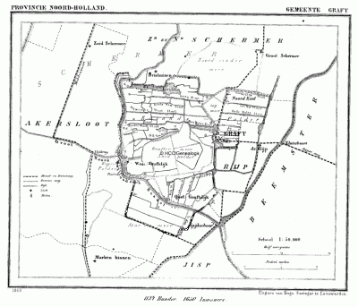Gemeente Graft in ca. 1870, kaart J. Kuijper