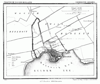 Gemeente Hoorn in ca. 1870, kaart J. Kuijper