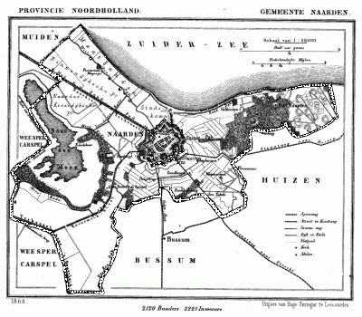 Gemeente Naarden in ca. 1870, kaart J. Kuijper