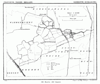 Gemeente Oudkarspel in ca. 1870, kaart J. Kuijper
