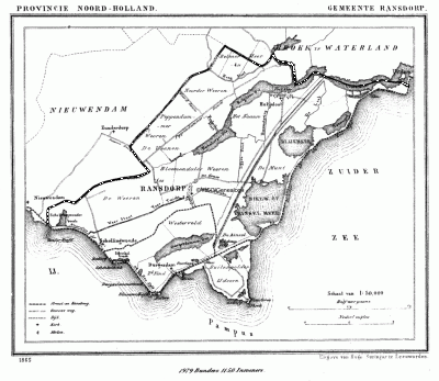 Gemeente Ransdorp in ca. 1870, kaart J. Kuijper