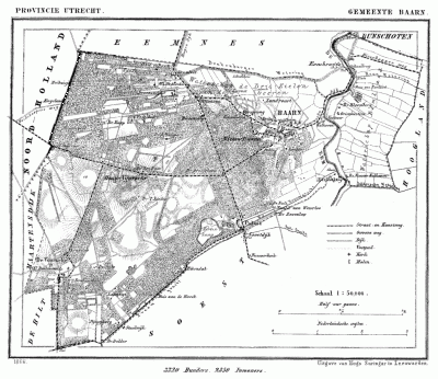 Gemeente Baarn in ca. 1870, kaart J. Kuijper