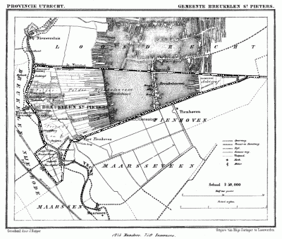 Gemeente Breukelen-Sint Pieters in ca. 1870, kaart J. Kuijper