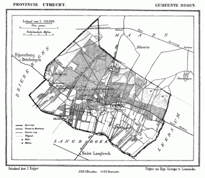 Gemeente Doorn in ca. 1870, kaart J. Kuijper