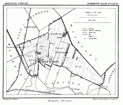Gemeente Haarzuilens in ca. 1870, kaart J. Kuijper