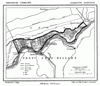 Gemeente Jaarsveld in ca. 1870, kaart J. Kuijper