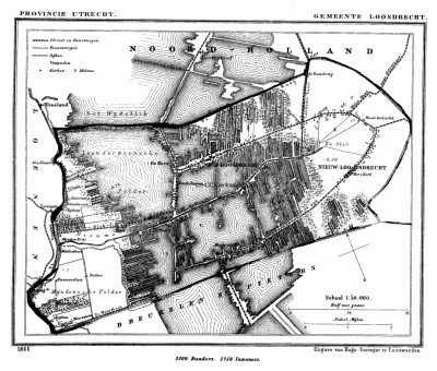 Gemeente Loosdrecht in ca. 1870, kaart J. Kuijper
