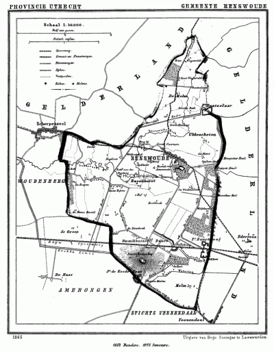 Gemeente Renswoude in ca. 1870, kaart J. Kuijper