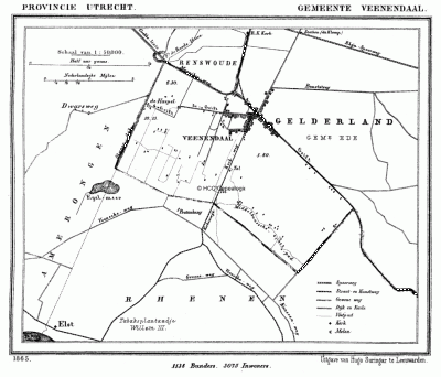Gemeente Veenendaal in ca. 1870, kaart J. Kuijper