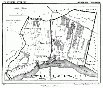 Gemeente Vreeswijk in ca. 1870, kaart J. Kuijper