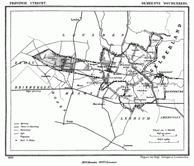 Gemeente Woudenberg in ca. 1870, kaart J. Kuijper