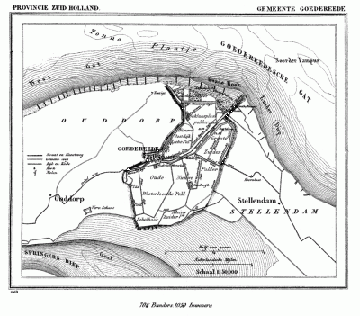 Gemeente Goedereede in ca. 1870, kaart J. Kuijper