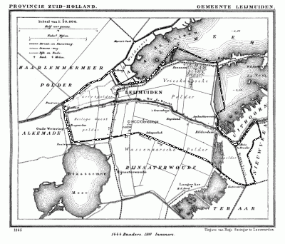 Op deze kaart, van de situatie anno 1865, is goed te zien dat Calslagen (rechtsbovenin) in die tijd niet alleen in het noorden, maar ook nog in het zuiden door water werd omgeven.