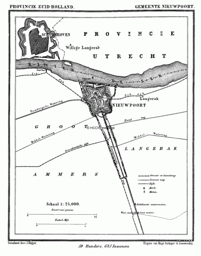 Gemeente Nieuwpoort in ca. 1870, kaart J. Kuijper
