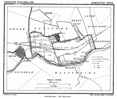 Gemeente Stein in ca. 1870, kaart J. Kuijper