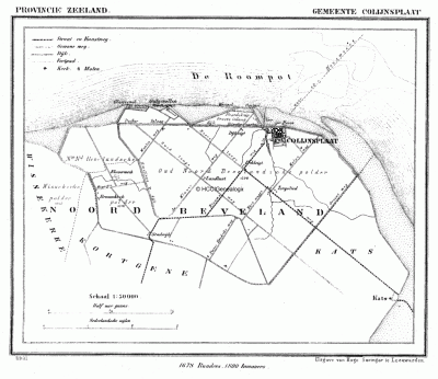 Gemeente Colijnsplaat in ca. 1870, kaart J. Kuijper