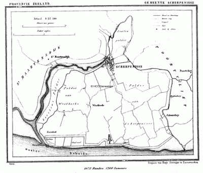 Gemeente Scherpenisse in ca. 1870, kaart J. Kuijper