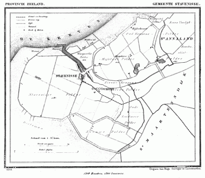 Gemeente Stavenisse anno ca. 1870, kaart J. Kuijper