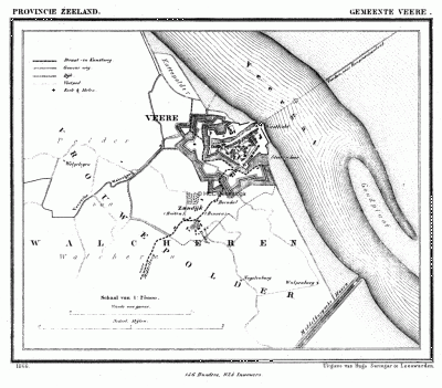 Gemeente Veere in ca. 1870, kaart J. Kuijper