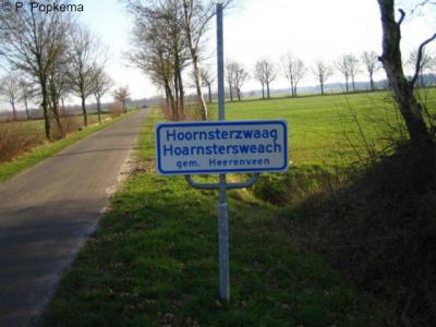 Hoornsterzwaag is zodanig 'dunbebouwd' dat de gemeente vindt dat de plaats geen 'bebouwde kom' heeft. Daarom staan er witte plaatsnaamborden en geen blauwe.
