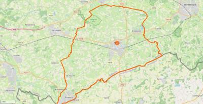 Actuele kaart van de gemeente Aalten (de oranje lijn is de grens). Het verschil met de kaart uit ca. 1870 is dat de gemeente in 2005 is vergroot met de gemeente Dinxperlo, met naast dat dorp verder nog het dorp De Heurne. (© www.openstreetmap.org)
