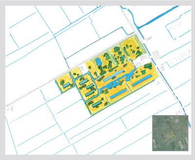 Kaart van de herinrichting van de zuidkant van buurtschap 't Faan, met als doel de natuurwaarden te verhogen. Voor nadere informatie zie het hoofdstuk Landschap etc. (© Gebiedsontwikkeling Zuidelijk Westerkwartier)