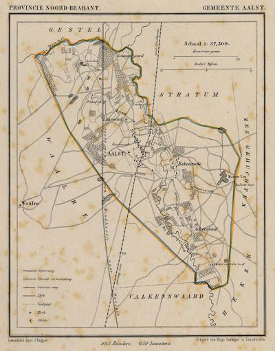 Gemeente Aalst anno ca. 1870, kaart J. Kuijper (collectie www.atlasenkaart.nl)