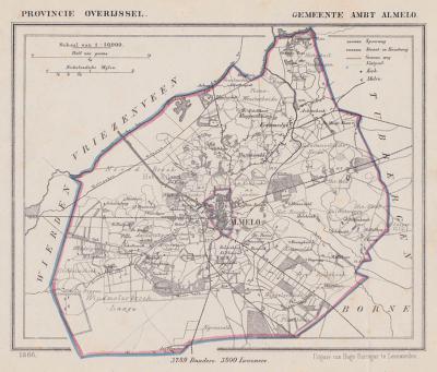 Gemeente Ambt Almelo anno ca. 1870, kaart J. Kuijper (collectie www.atlasenkaart.nl)